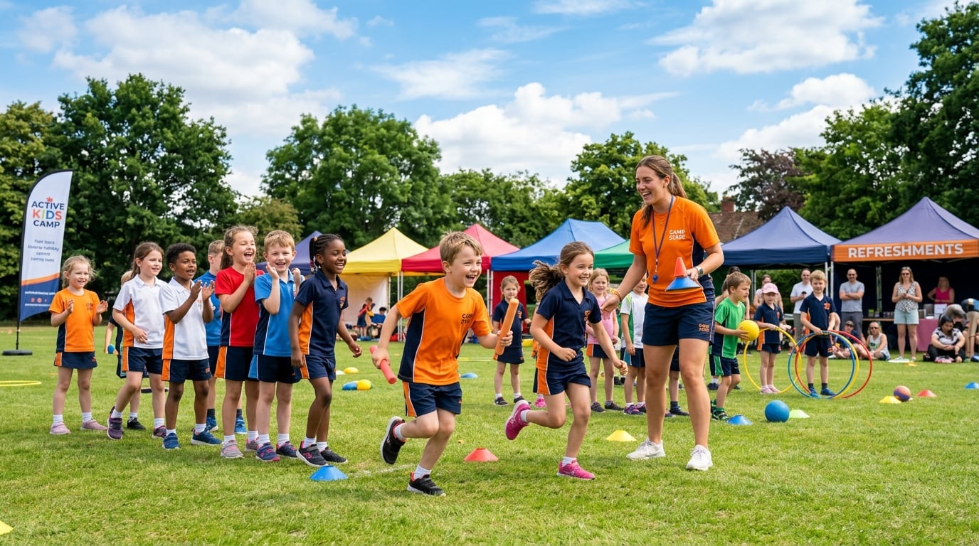 Children at a summer holiday sports camp in Norfolk