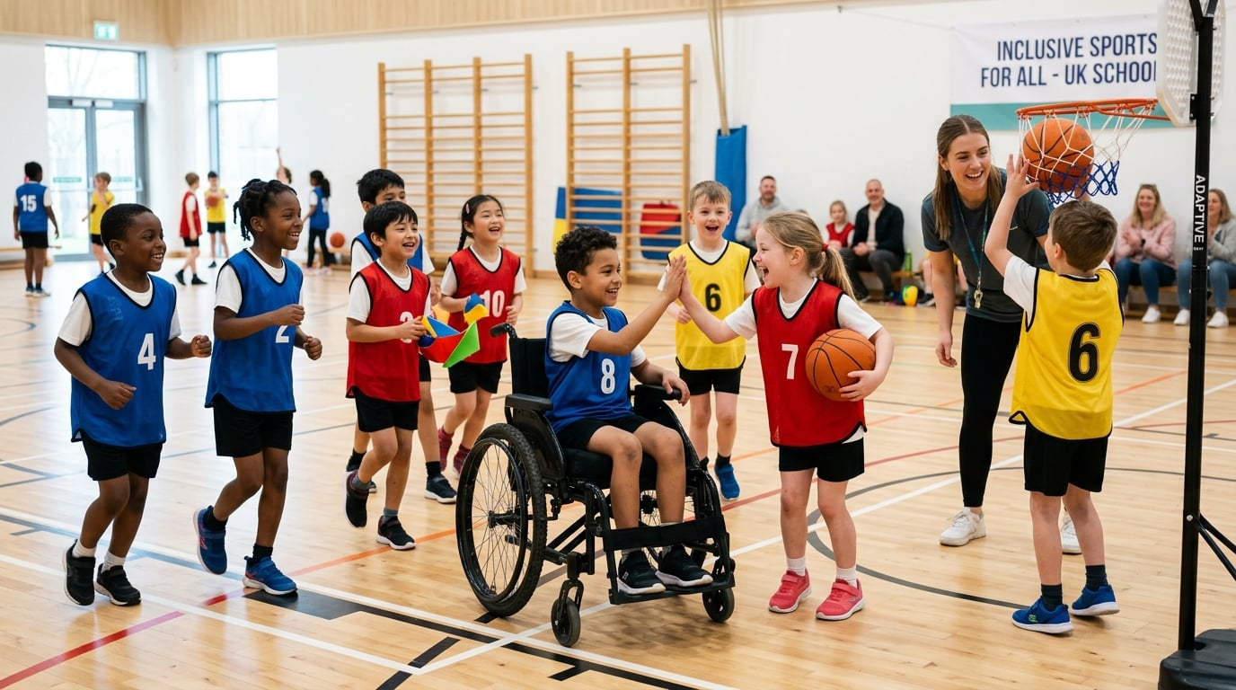 Inclusive adaptive sports session with children of different abilities